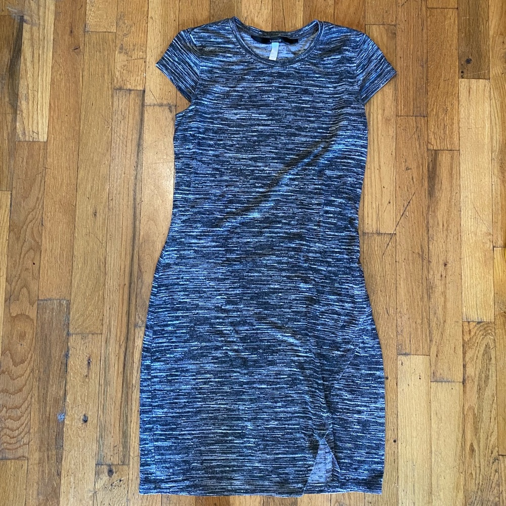 Grey slit-leg fitted dress, size XS